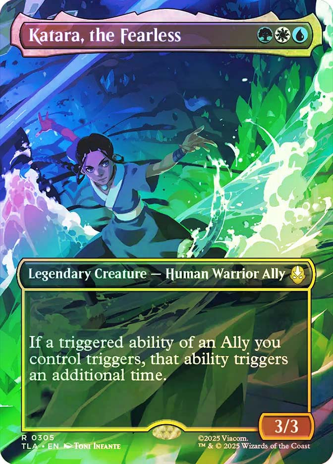 katara promo card mtg As the spoilers come out, I'll try to keep you updated. Got a cool new spoiler for Avatar The last Airbender it's a for San Diego Comic-Con! #tcg #mtg #magic # Creatures you control have Whenever this creature becomes tapped for the first time during each of your turns Tale of Katara and Toph