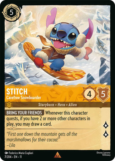 ［トレカ］ディズニー Lorcana スティッチお気楽サーファー　Stitch stitch-carefree-snowboarder-
