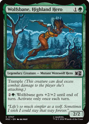 man wolf mtg card Spider-Man Marvel Legends Magic: The Gathering Man-Wolf 6-Inch Action Tsabusa Cards With Marvel Legends action figures Wolfsbane, Highland Hero | Marvel