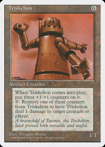 mtg cards like triskelion Magic The Gathering - Triskelion deals 1 damage to target creature or player. Triskelion - Dominaria Remastered -
