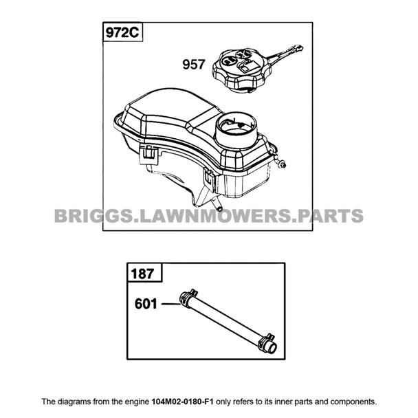 Parts lookup Briggs and Stratton 725EXi Engine 104M02-0180-F1 diagram