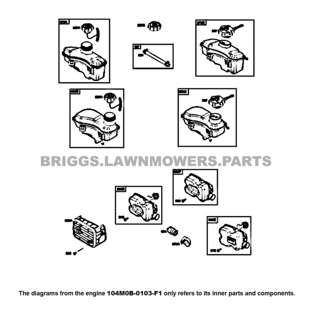 Parts lookup Briggs and Stratton 725EXi Engine 104M0B-0103-F1 diagram