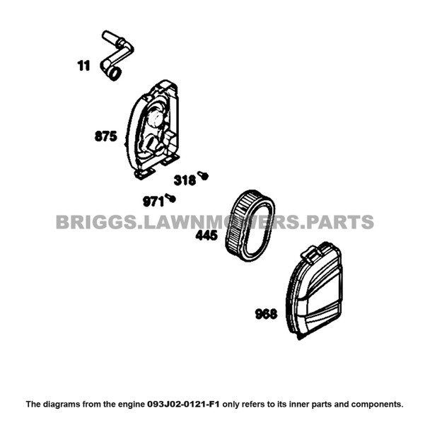 Parts lookup Briggs and Stratton 625EX Engine 093J02-0121-F1 diagram