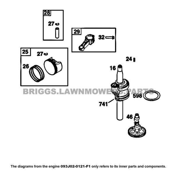 Parts lookup Briggs and Stratton 625EX Engine 093J02-0121-F1 diagram