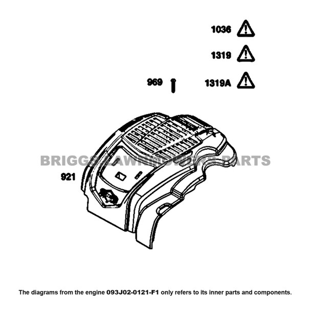 Parts lookup Briggs and Stratton 625EX Engine 093J02-0121-F1 diagram