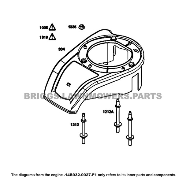 Parts lookup Briggs and Stratton 950 Series Engine 14B932-0027-F1 diagram