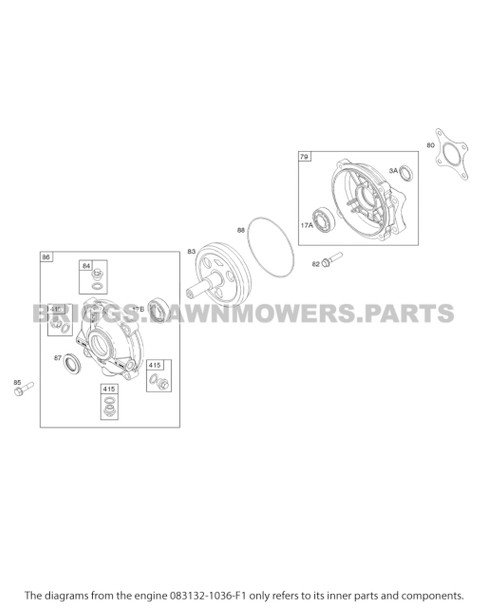Parts lookup Briggs and Stratton 550 Series Engine 083132-1036-F1 diagram