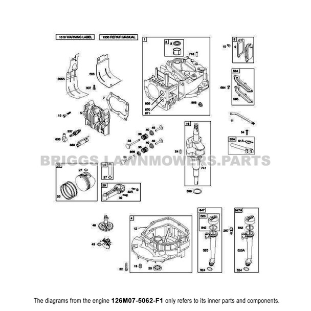 Parts lookup Briggs and Stratton 675 Series Engine 126M07-5062-F1 diagram