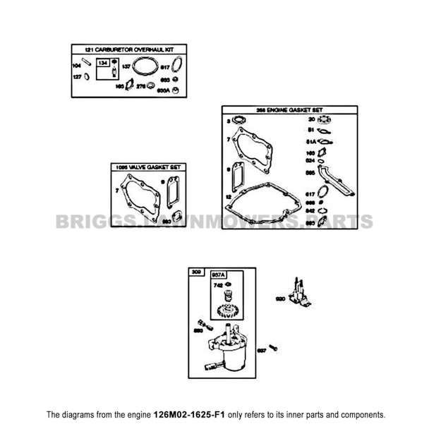 Parts lookup Briggs and Stratton 675 Series Engine 126M02-1625-F1 diagram