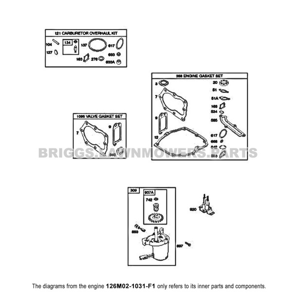 Parts lookup Briggs and Stratton 675 Series Engine 126M02-1031-F1 diagram