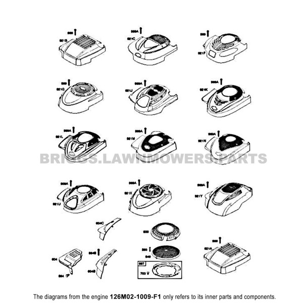 Parts lookup Briggs and Stratton 675 Series Engine 126M02-1009-F1 diagram