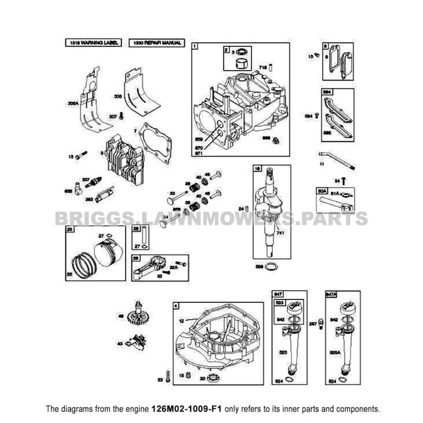Parts lookup Briggs and Stratton 675 Series Engine 126M02-1009-F1 diagram