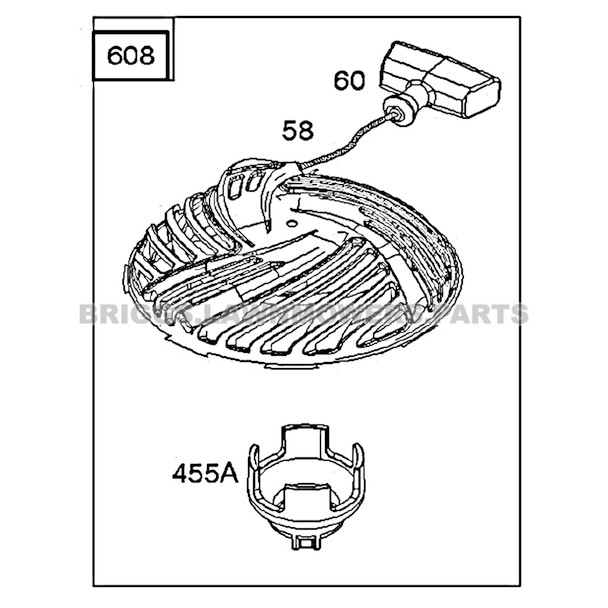 Parts lookup Briggs and Stratton 550E Pull Starter Assembly 593959 diagram