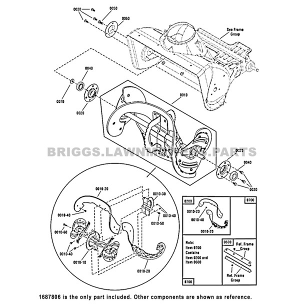 Parts lookup Briggs and Stratton 1687806 Scraper & Flights OEM diagram