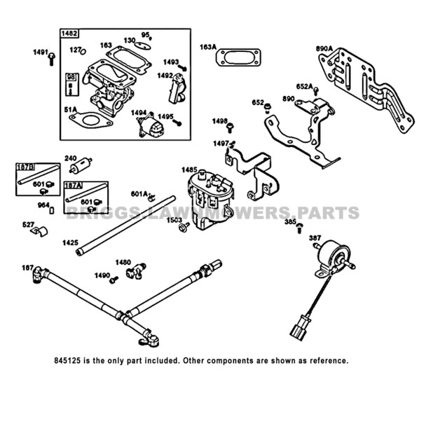 Parts lookup Briggs and Stratton 16 HP Fuel Filter 845125 OEM diagram