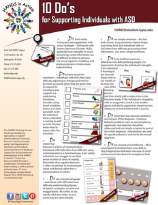10 Do’s for Supporting Individuals with ASD (set of 50) 10 Do’s for Supporting Individuals with ASD (set of 50)