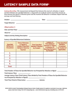 Latency Sample Data Form