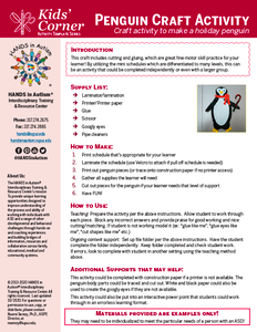Kid’s Corner – Penguin Paper Craft Kid’s Corner – Penguin Paper Craft