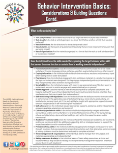Behavior Intervention Basics: Considerations & Guiding Questions