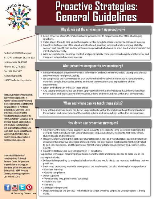 Proactive Strategies: General Guidelines