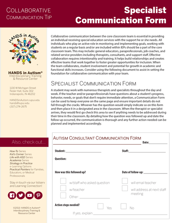 Specialist Communication Form