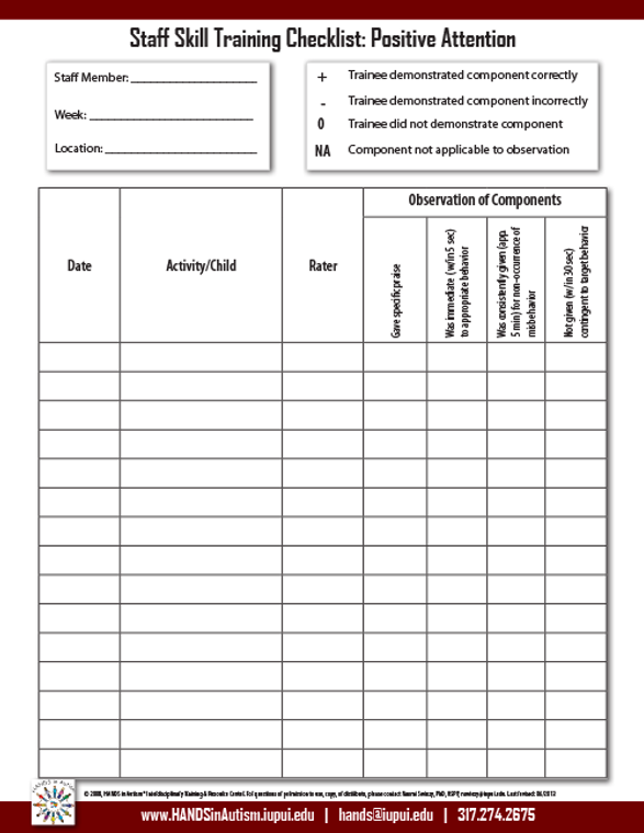 Positive Attention Data Collection Form