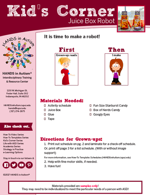 Kid’s Corner – Juice Box Robot Kid’s Corner – Juice Box Robot