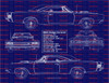 1969 Dodge Coronet Blue Print Art w/ 20x30 Frame