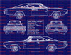 1968 Dodge Charger R/T 426 Blue Print Art w/ 11x14 Frame