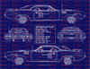 1971 Plymouth 'Cuda Hemi Blue Print Art w/ 8x10 Frame