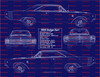 1968 Dodge Dart GTS Hdtp 340 Blue Print Art 11x14 Frame