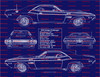1970 Dodge Challenger T/A 340 Blue Print Art 11x14 Frame