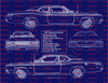 1973 Plymouth Duster 340 Blue Print Art 8x10 Frame A