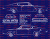 1968 Plymouth Barracuda Formula S 340 Fastback Blue Print Art w/ 11x14 Frame