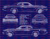 1974 Plymouth Duster 360 Blue Print Art w/ 20x30 Frame
