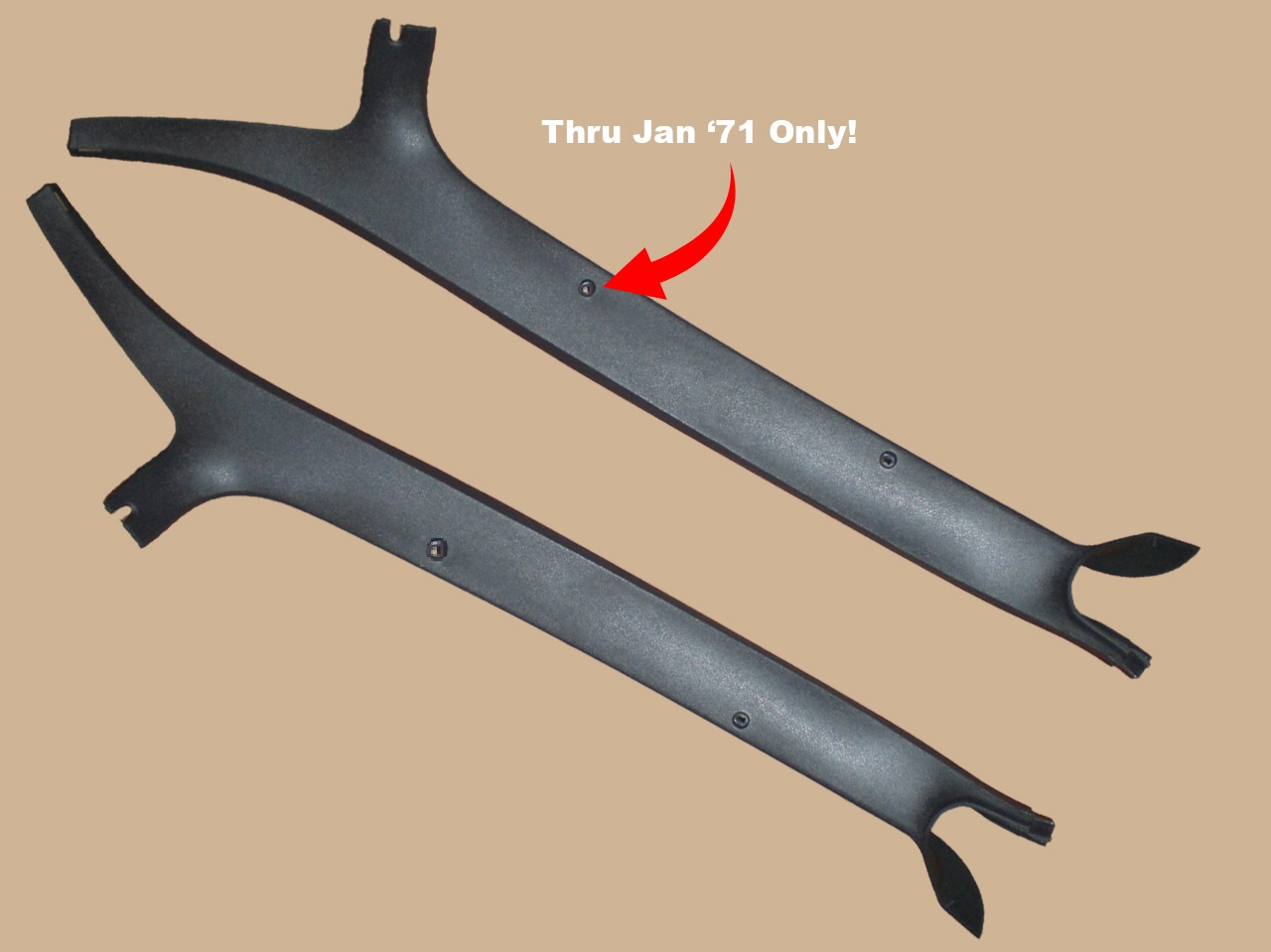 Pillar Post Moldings 71 B-Body (Early 2 Hole Version Used on Pre Jan 1971 Cars)