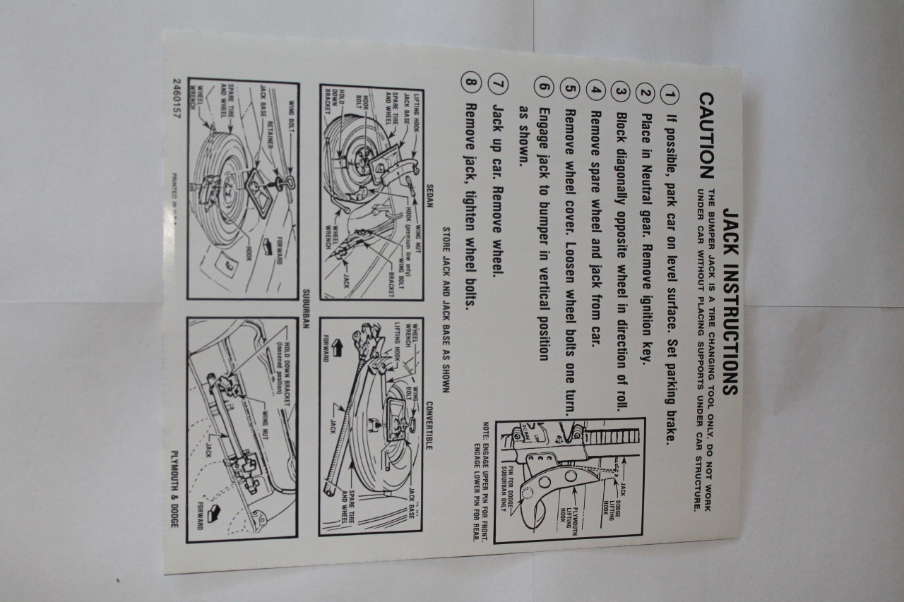 Jack Instruction 1964 Plymouth All