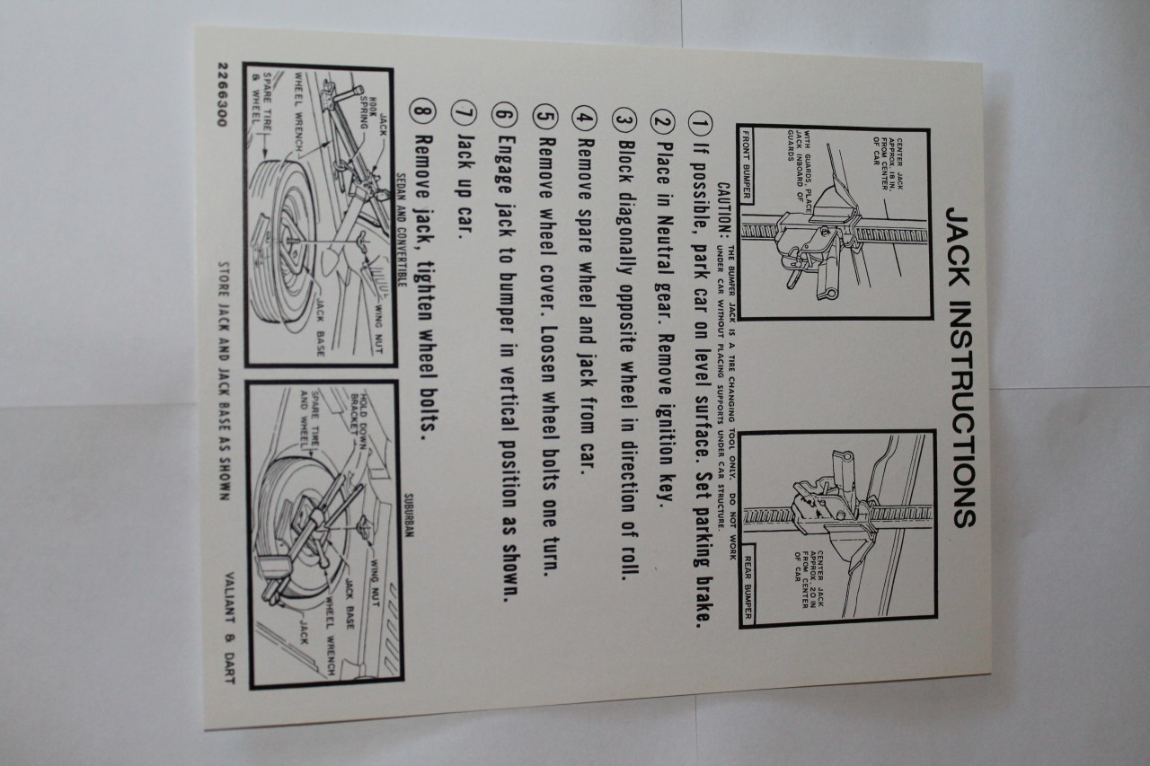 Jack Instruction 63-64 Plymouth Valiant