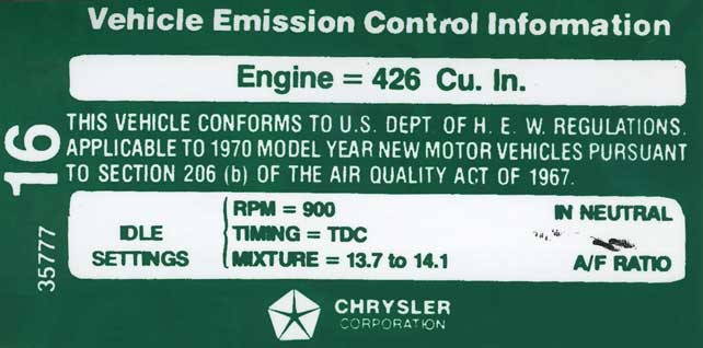 Decal Emissions 70 426-8V MT After 1-1-70 #3577716