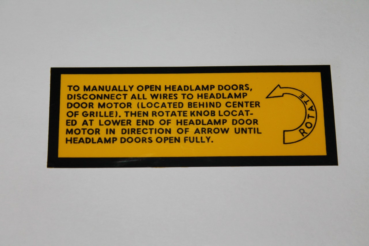 Hidden Headlight Rotation Decal 1970 Charger