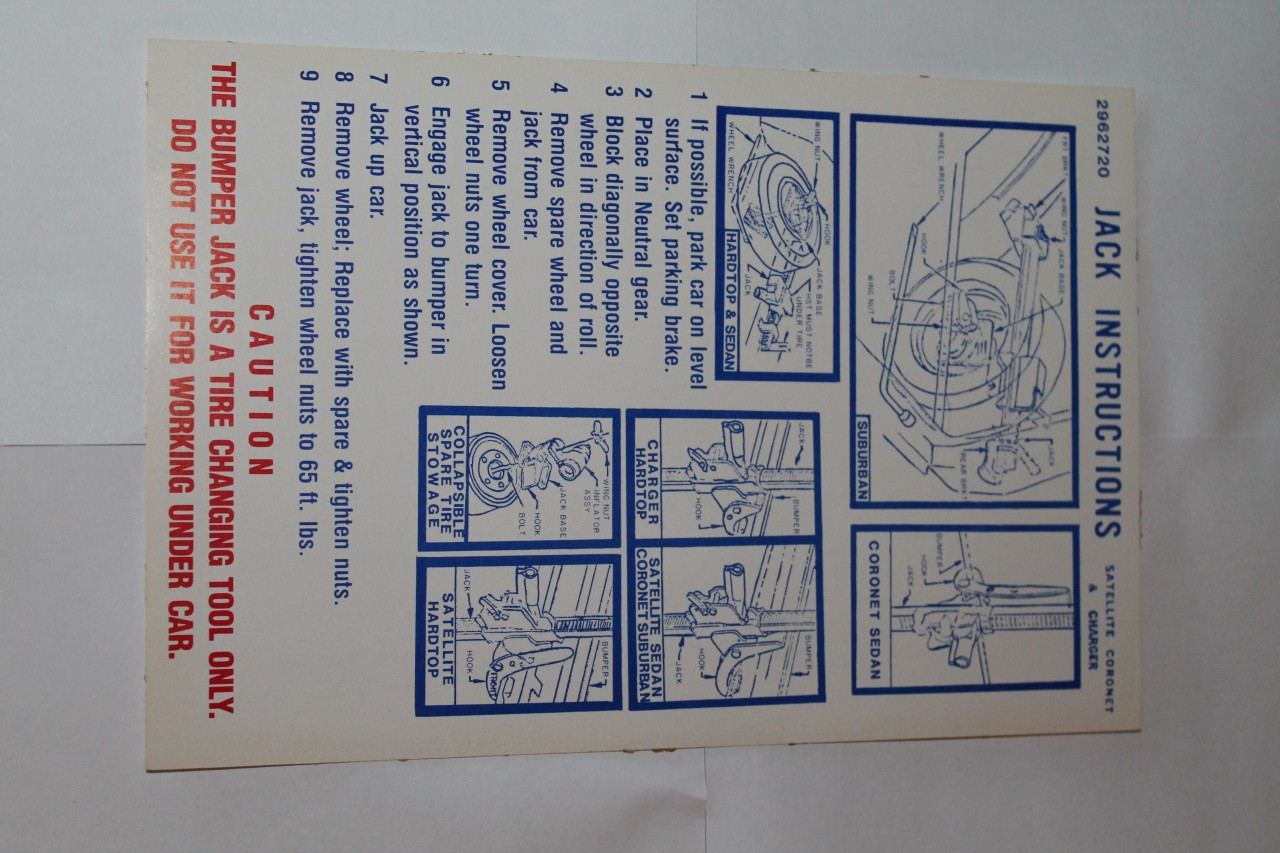 Jack Instructions 1971 B Body