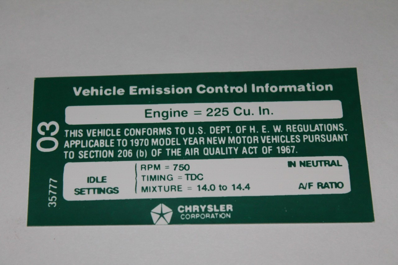 Decal Emissions 70 225 AT Before 1-1-70 #3557703