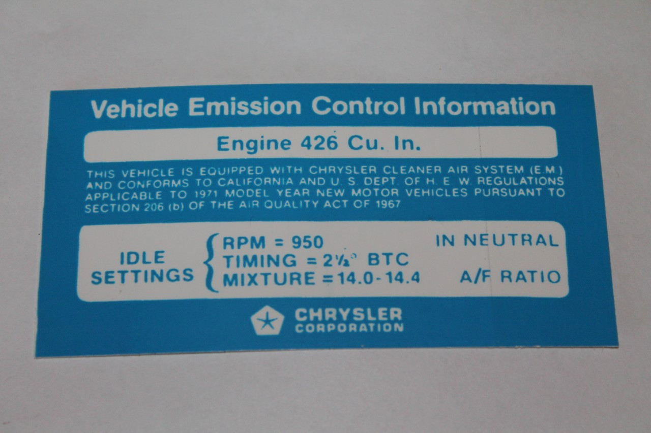 Decal Emissions 71 Hemi