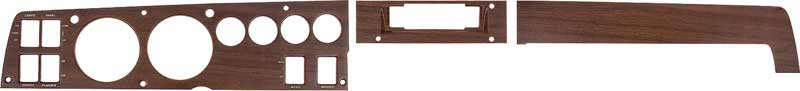 Dash Bezel Kit Rallye Gauge Woodgrain 69 B Body w/AC & w/AM Radio 8 Track Bezel