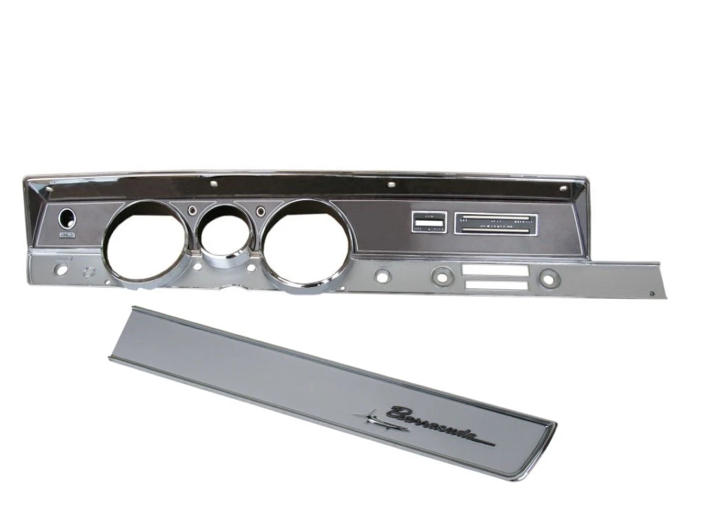 Dash Bezel Kit Rallye Guage Woodgrain 67 Barracuda w/Glovebox Trim w/o AC