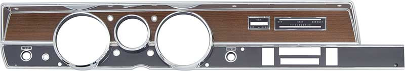 Dash Bezel Kit Rallye Gauge Woodgrain 70 A Body w/AC & for Thumb Wheel Radio