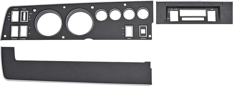 Dash Bezel Kit Rallye Gauge 69 B Body w/AC & w/Standard Radio Bezel