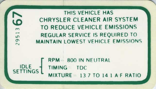 Decal Emissions 69 426-8V AT/MT #2951367