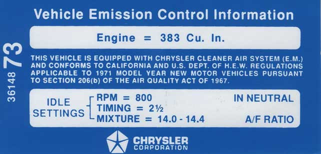 Decal Emissions 71 440+6 AT/MT #3614877
