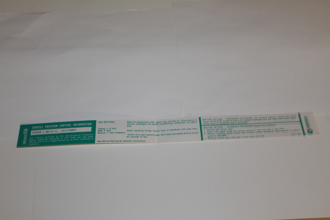 Decal Emissions 74 360 AT/MT #3830259